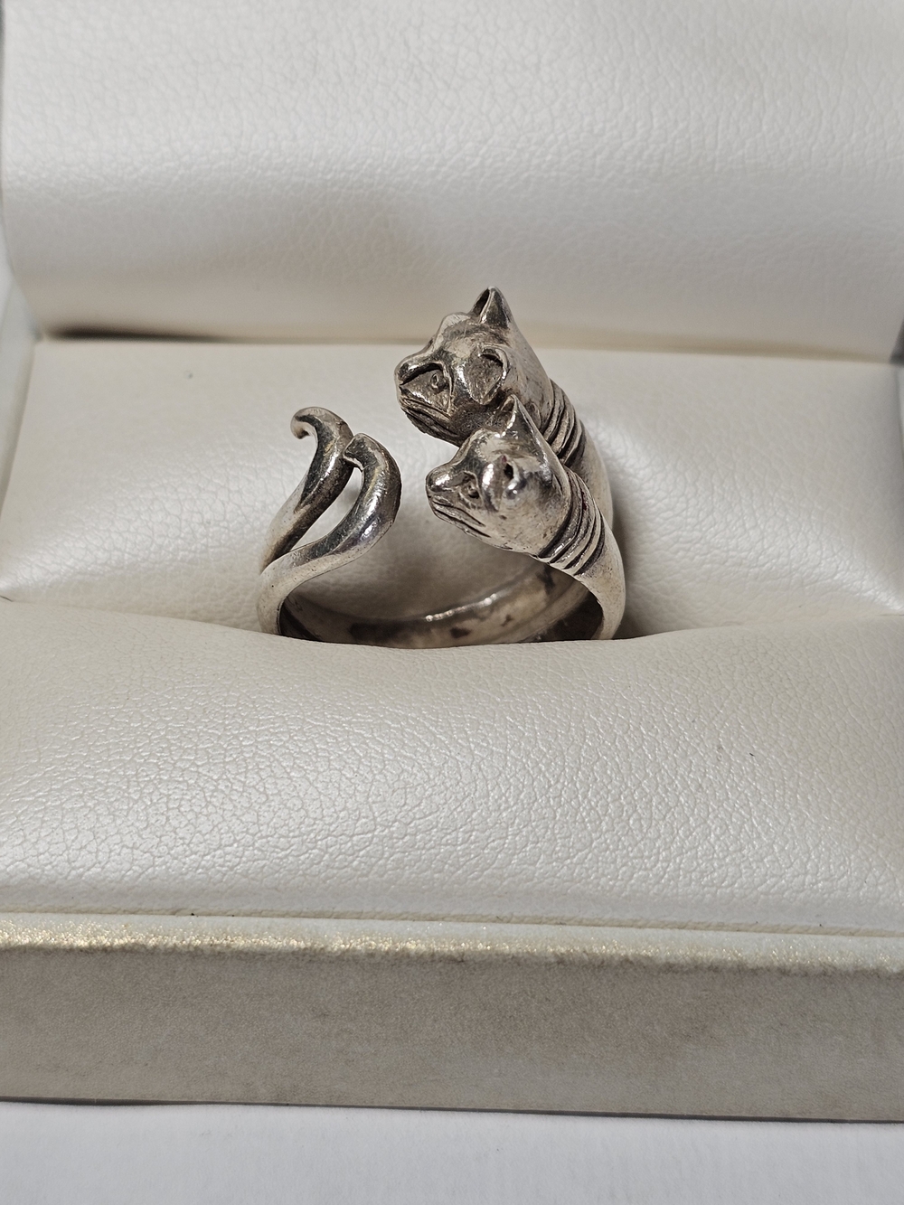 Sterling Silver 925 Cat Wrap Ring - Silver Cat Design Size 6